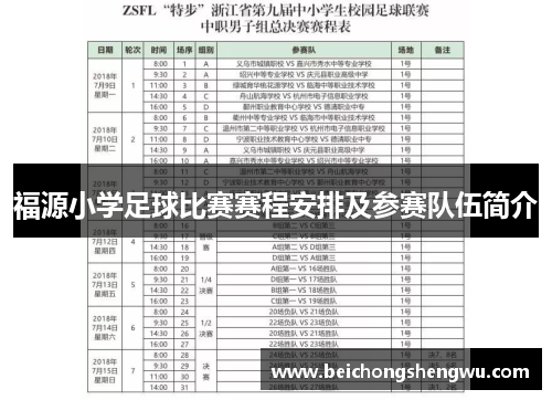 福源小学足球比赛赛程安排及参赛队伍简介